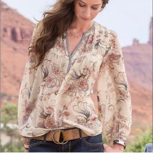 Sundance Annees Folles Silk Floral Beaded Blouse